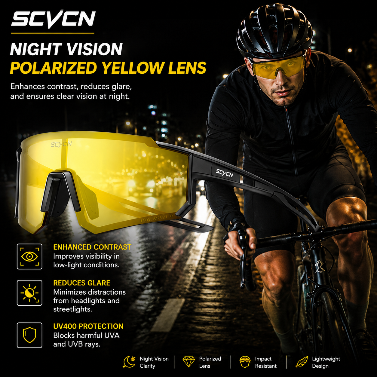 Mountain Biking Sunglasses - SCVCN Night Vision Sunglasses Cycling Driving